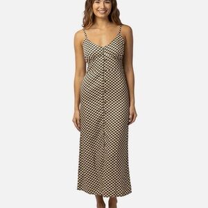 Rip Curl Black and Cream Geo-Print Midi Dress